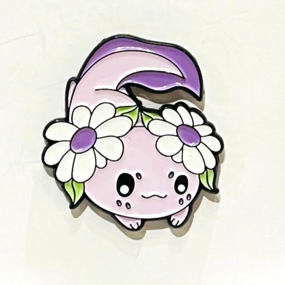 Purple and White Axolotl Enamel Pin